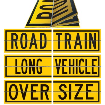 ROAD TRAIN / LONG VEHICLE / OVERSIZE Hinged Two Piece 510 x 250mm Class 2 Reflective Sign - Aluminium Plate
